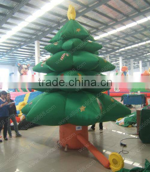 green snowing inflatable christmas tree