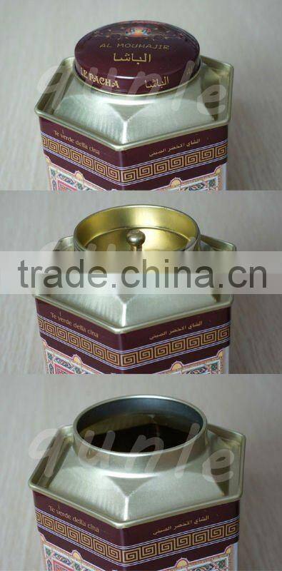 Hexagonal tea packing metal tins box with inner lid