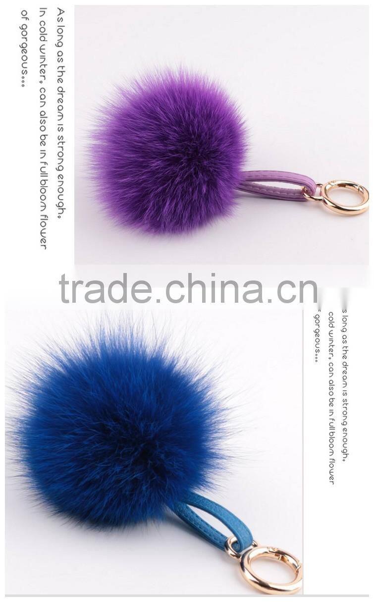Multi Colors Women Girls Keychain Bag Phone Carkey Ornaments Fox Fur Pom Pom Keyring