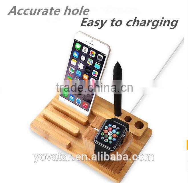 Multi-Functional Watch Holder Stand Wooden Smartphone Mount with Charging Slot