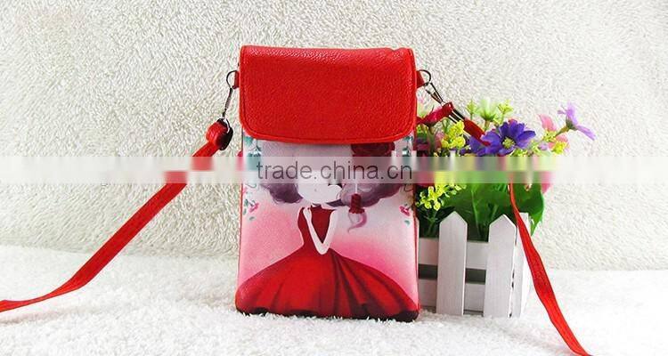 Wholesale pu lovely cartoon girl mini crossbody cell phone bag