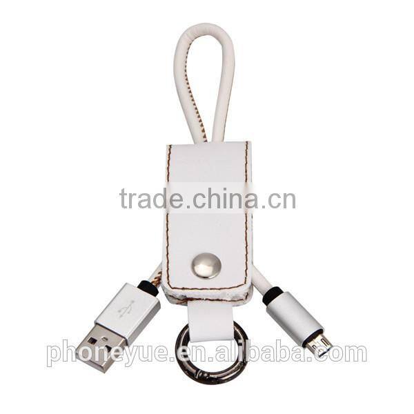 2016 newest alumium alloy reversible 2 in 1 usb cable with keychain for iphone5/6