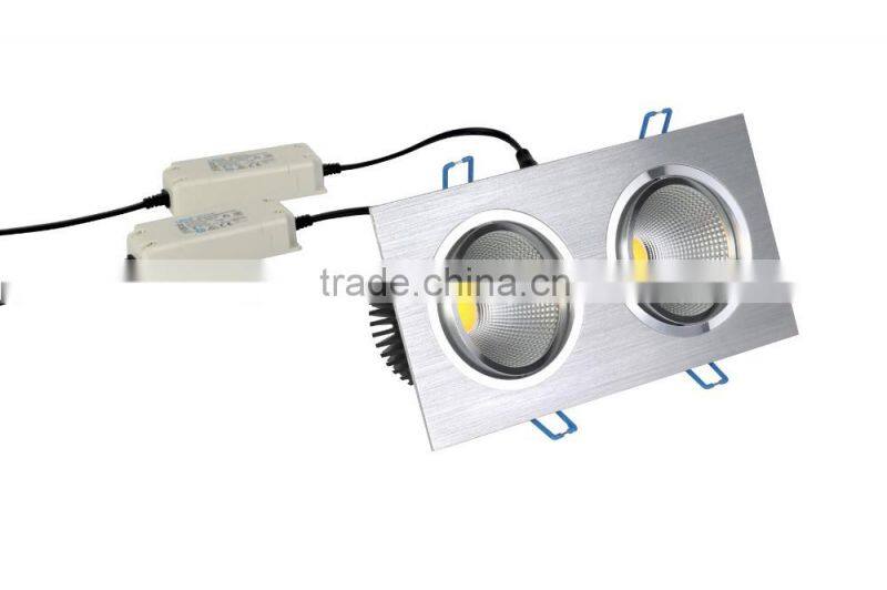 High brightness 2*10w square led cob downlight 230v black dimmable downlight
