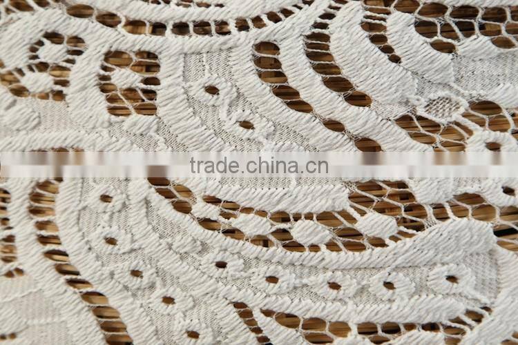 New products cheap 3D white cotton lace embroidery fabric for bridal dress