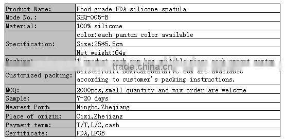 Food grade FDA silicone spatula