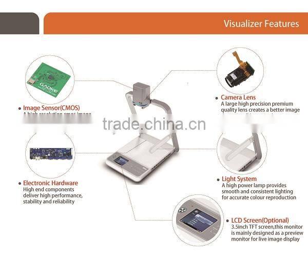 Hot selling portable visualizer document scanner LED lights touch screen controller portable document camera visual presenter