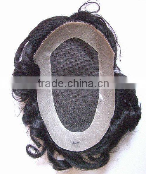 100% Indian hair thin skin invisible toupee for men in stock