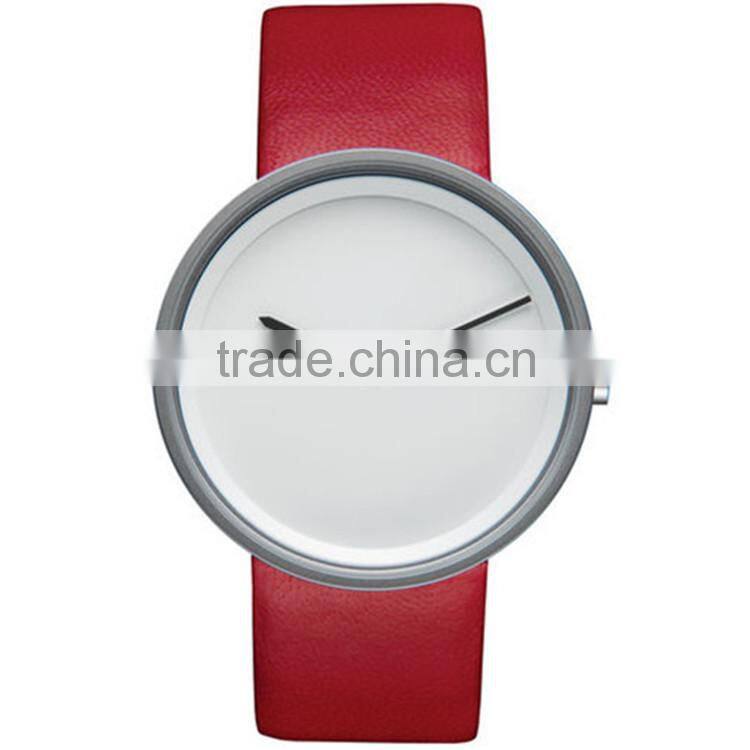 Wrist watch in 18/10 stainless steel mat with leather strap brown watch oem