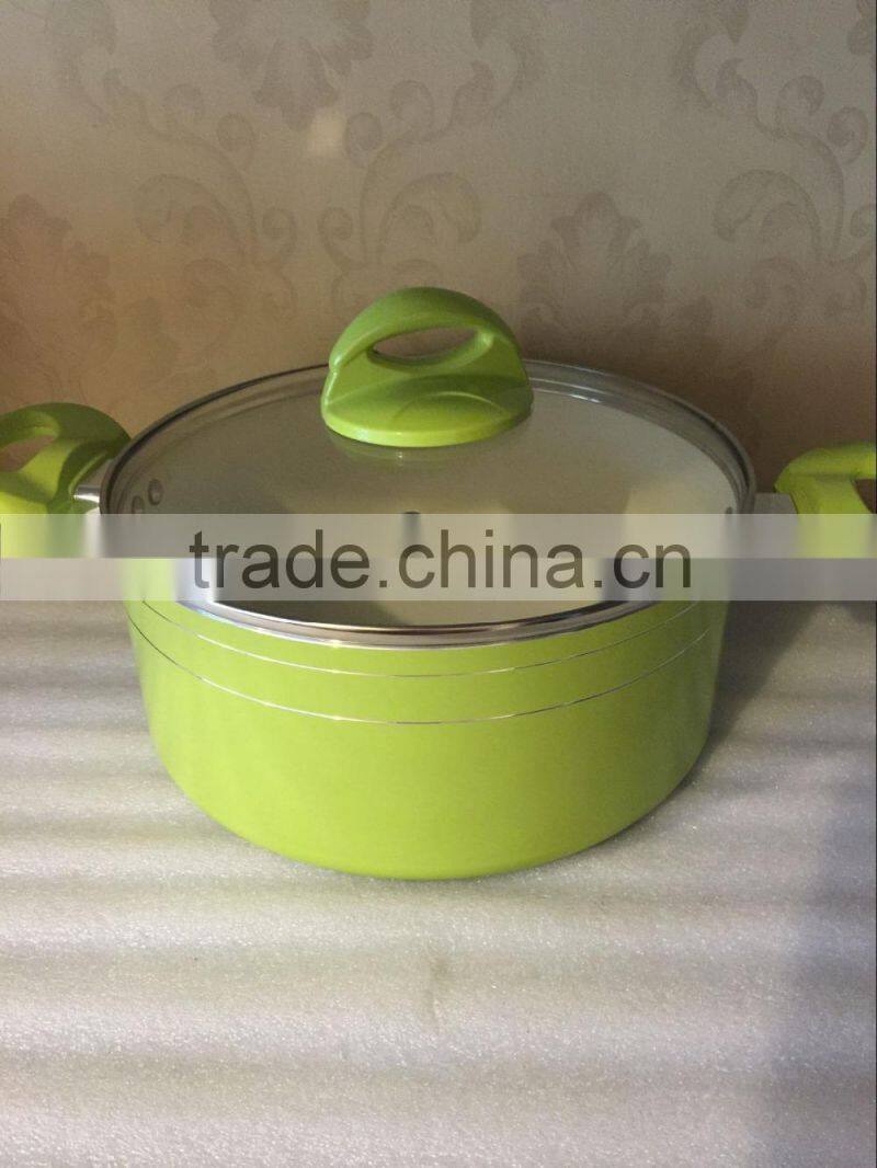 Canton Fair Forged aluminum ceramic cooking pot casserole stock pot with glass lid