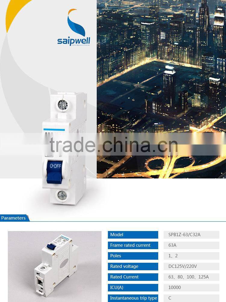 SAIP/SAIPWELL Manufacture Earth Leakage Type PV Application 4 Pole Current Circuit Breaker