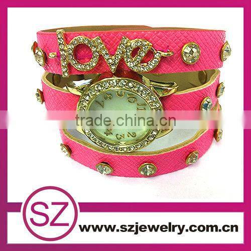 SWH0640 china leather bracelet guangzhou watch wholesale with flower and birds
