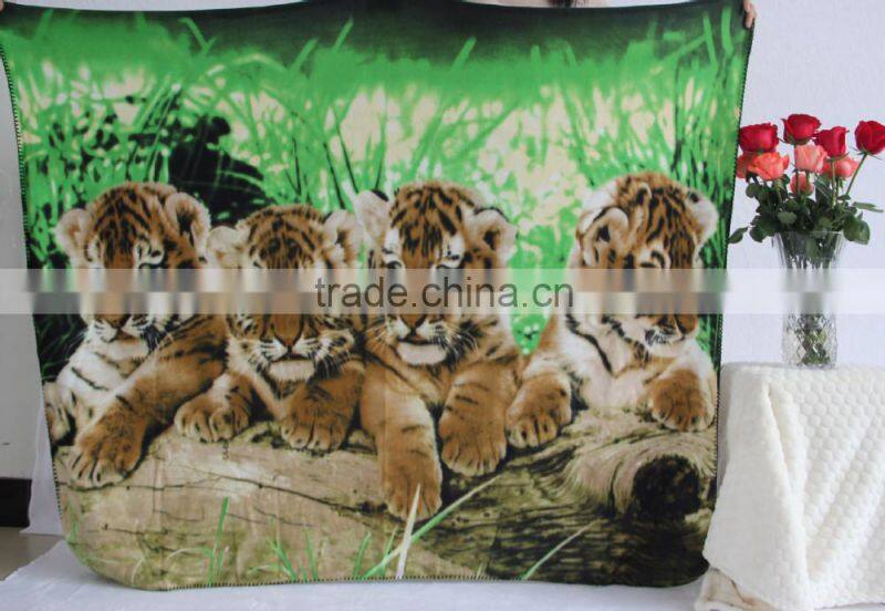 "Wolf" Animal Design Polar Fleece Blanket 100 polyester blanket baby kids children pet travel throw best price factory China