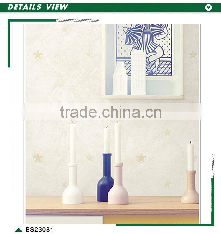 the most popular printed non woven wallpaper, yellow for kids star wallcovering for babes , high quality wall decor ideas