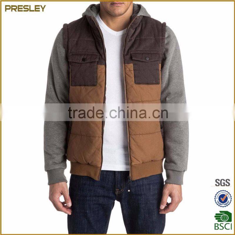 Light foldable color outdoor man jacket winter wear 100% polyester down padded jacket garment custom jacket with hood