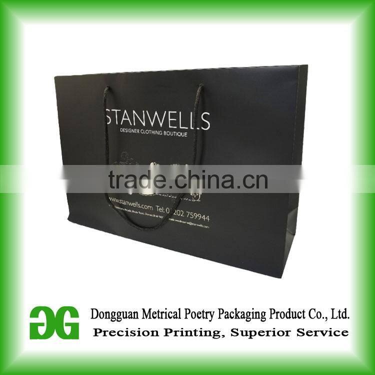 Custom printed paper bags with gold stamping/paper gift bags with handles in China