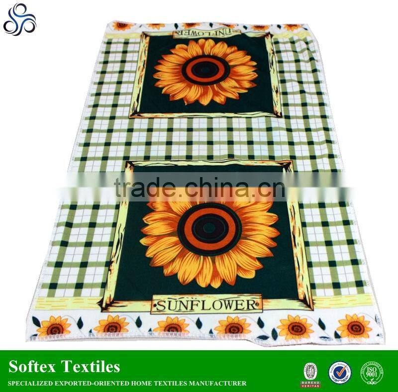 buy direct from china factory custom printed microfiber 40x60cm 48g sunflower tea towels