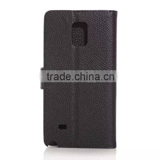 Litchi Pattern cell phone wallet leather case for Samsung Galaxy Note 4 F-SMNOTE4LC002