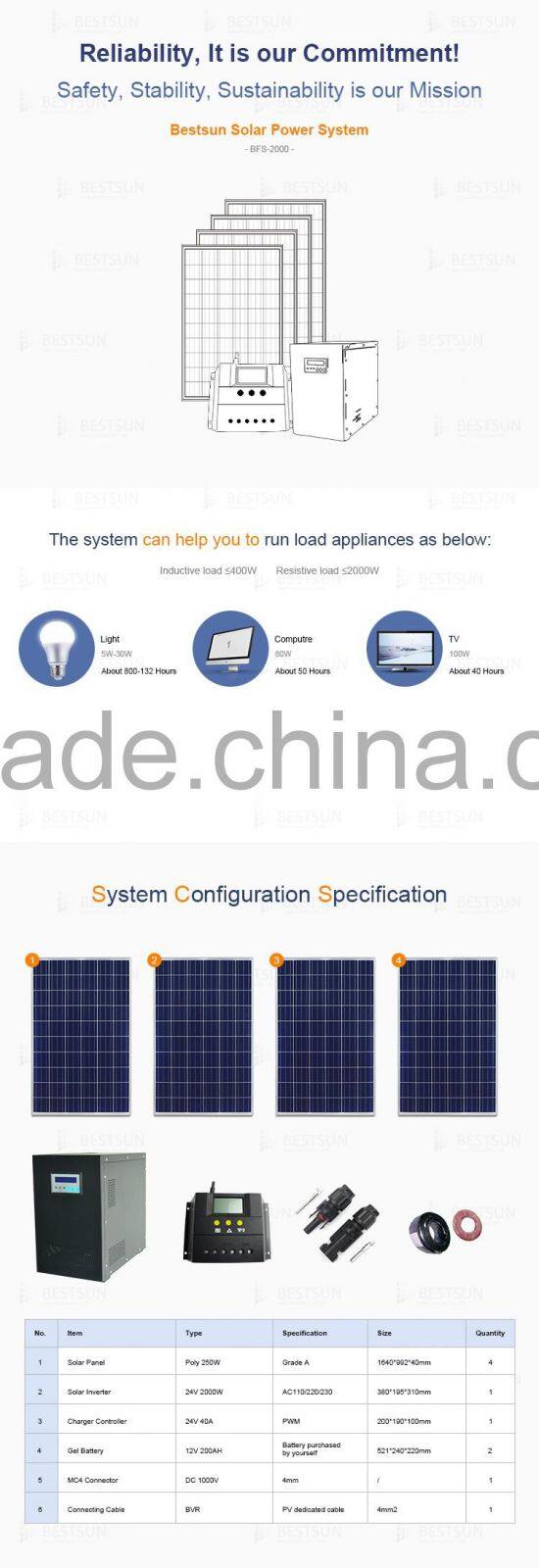 2kw solar powered generator manufacturers in China