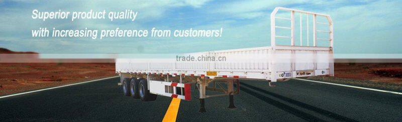 3 axle 60ton flatbed semi trailer to transport all kinds of containers,with side wall optional to transport cargos