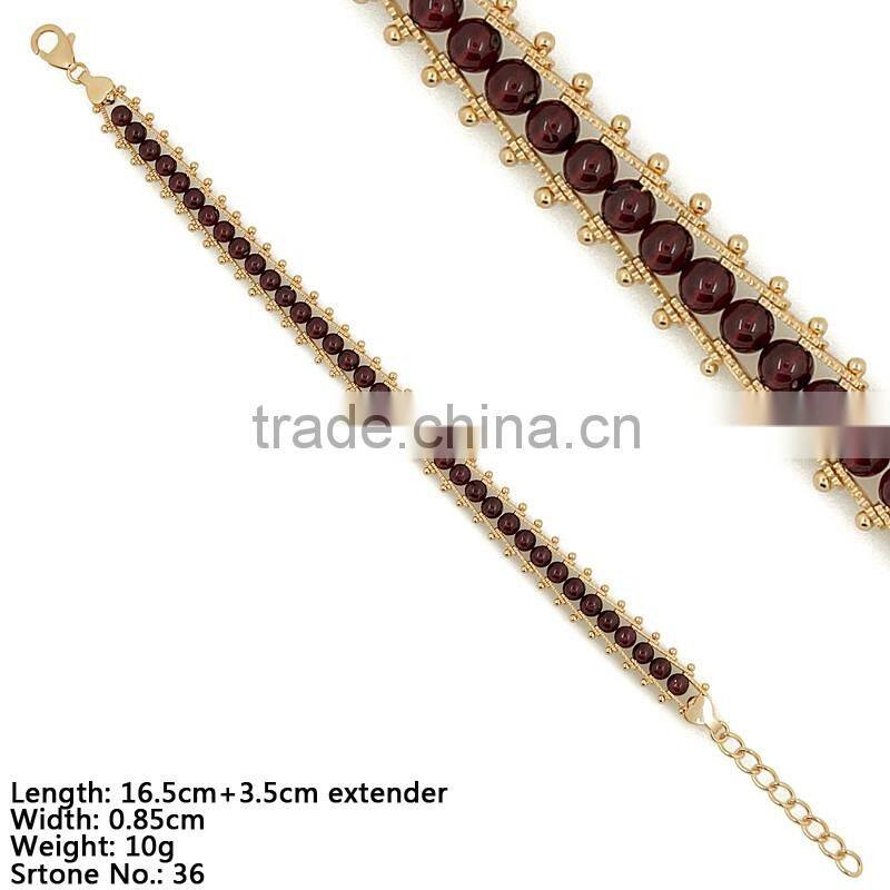 BXA5-008 925 Sterling Silver Jewelry, Silver garnet Bracelet, Heavy Sterling Silver with Red Garnet