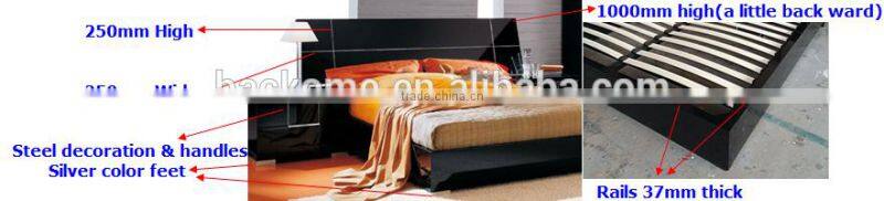 Modern design bedroom black high gloss furniture