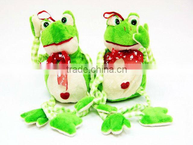 fashional popular lovely green plush frog animal toy with round big eyes for valentine festival