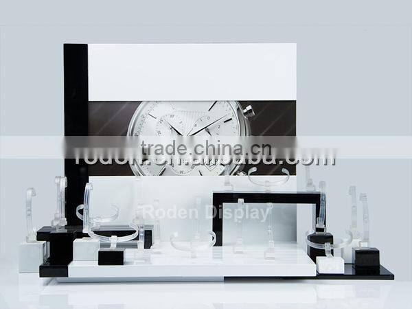 2016 Modern Design Luxury Watch Brand Black and white Acrylic display sets
