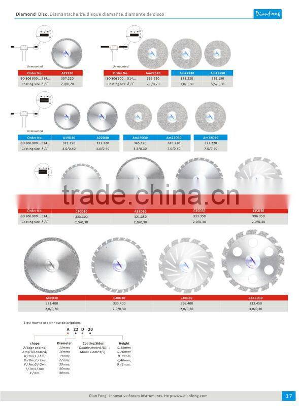 A22D15 22mm Flexible Miniature Solid Dental Edge Coated Diamond Disc Diamond Saw Blades