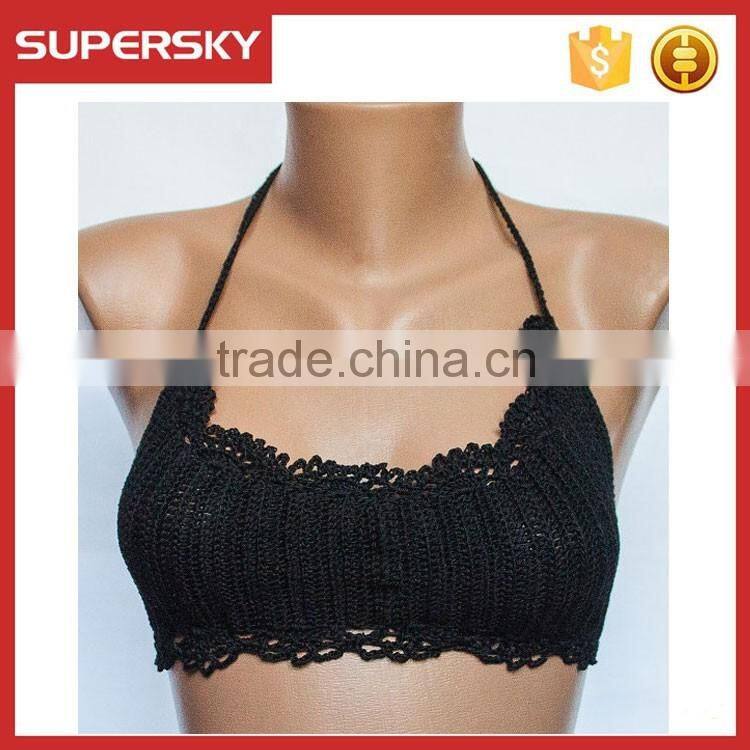 C629 Pink sexy ladies handmade crochet bra bikini