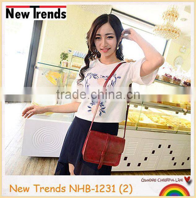 Chocolate colors plain PU simple ladies shoulder bags