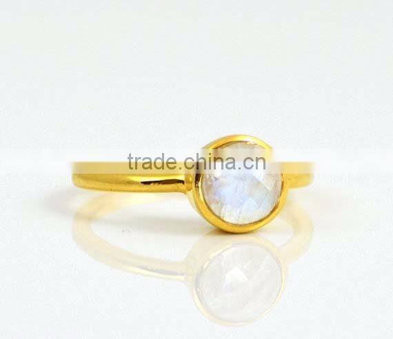 sterling silver moonstone round Gemstone Gemstone Ring