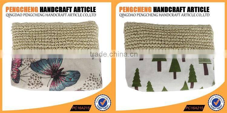 Casual classics crochet clutch Bag paper straw and polyester material nature color
