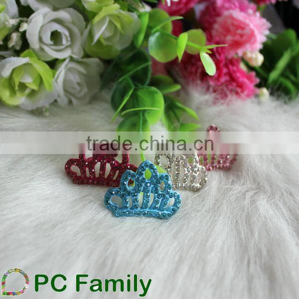 High quality shiny crown shape rhinestone buckle for Invitation Ribbon