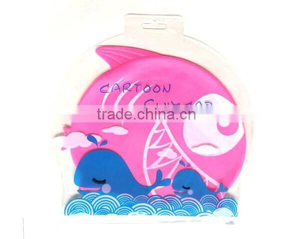 2016 Summer Fashionable Comfortable Wear silicone Waterproof Cartoon Shark Children Swimming Cap