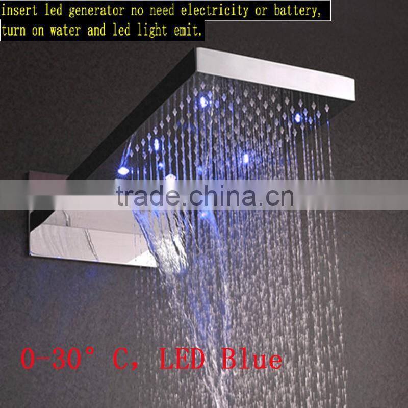 fashion bathroom accessories european polished stainless steel shower head temperature control LED color shower faucet set