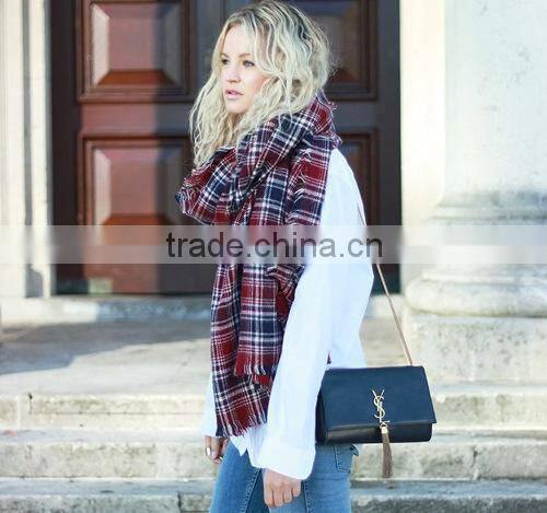best selling 2015 winter popular plaid blanket custom scarf