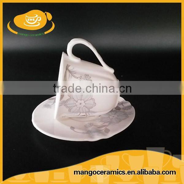 Modern fancy ceramic expresso coffee cup and saucer
