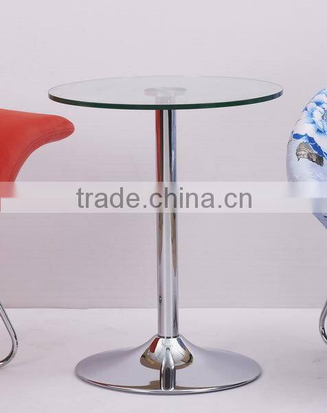 Round tempered glass coffee table with chrome leg (NS1103B)