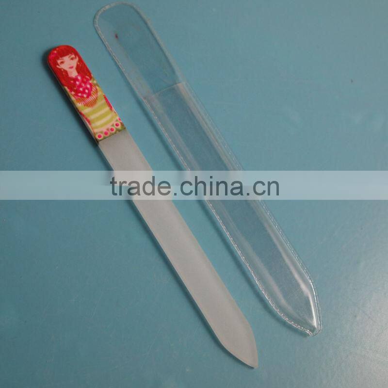 BLC-014 140mm Beauty girl pattern with pvc bag packing beauty glass nail file
