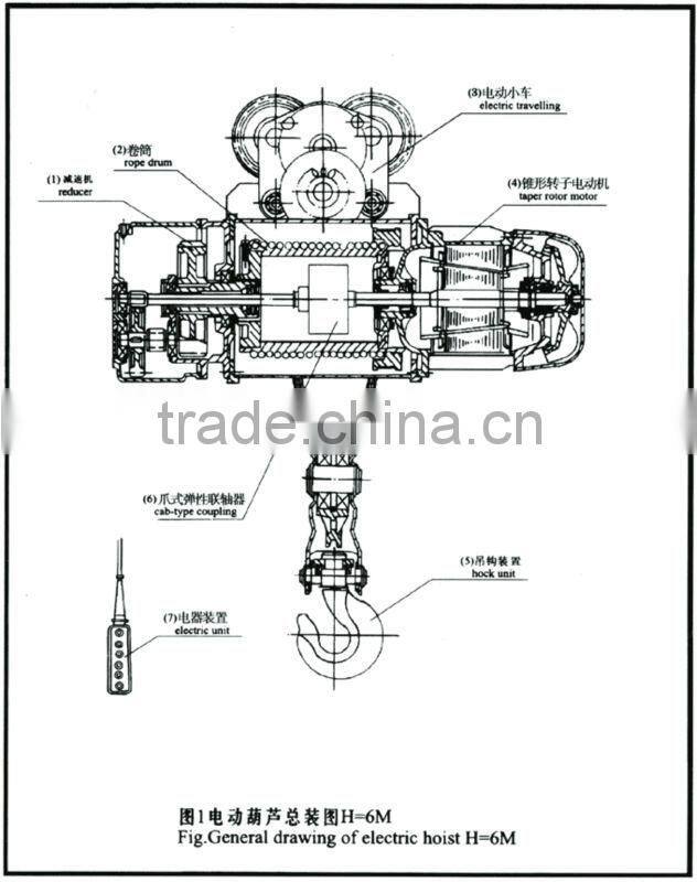 cd electric rope wire hoist