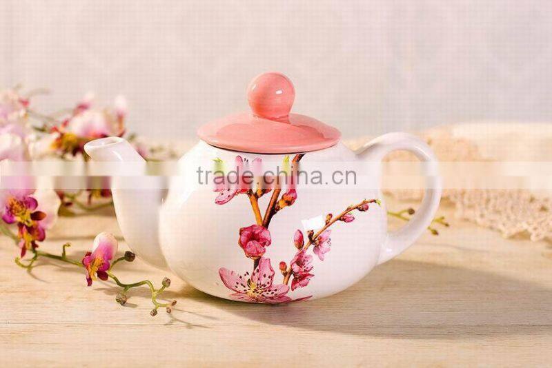 Elegant Ceramic Butter Dish with Peach Flower Decal