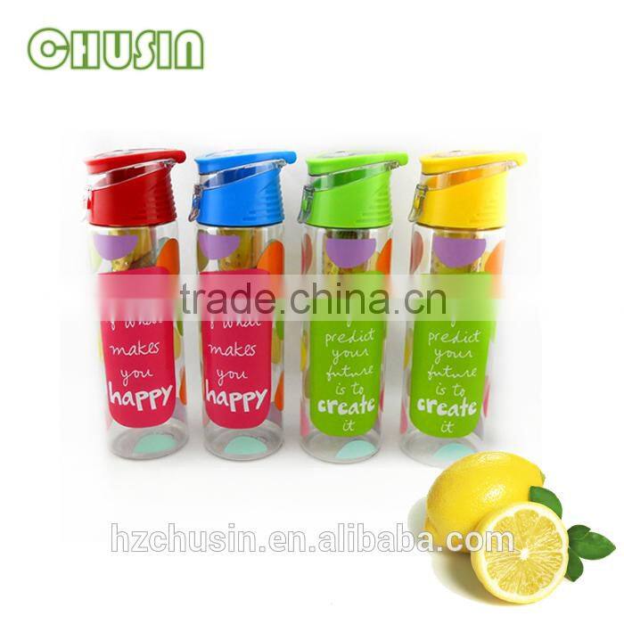600ML TRITAN Fruit Infusion Water bottle,800mL Sport Tritan Plastic Fruit Infuser Water Bottle Outdoor Travel BPA Free