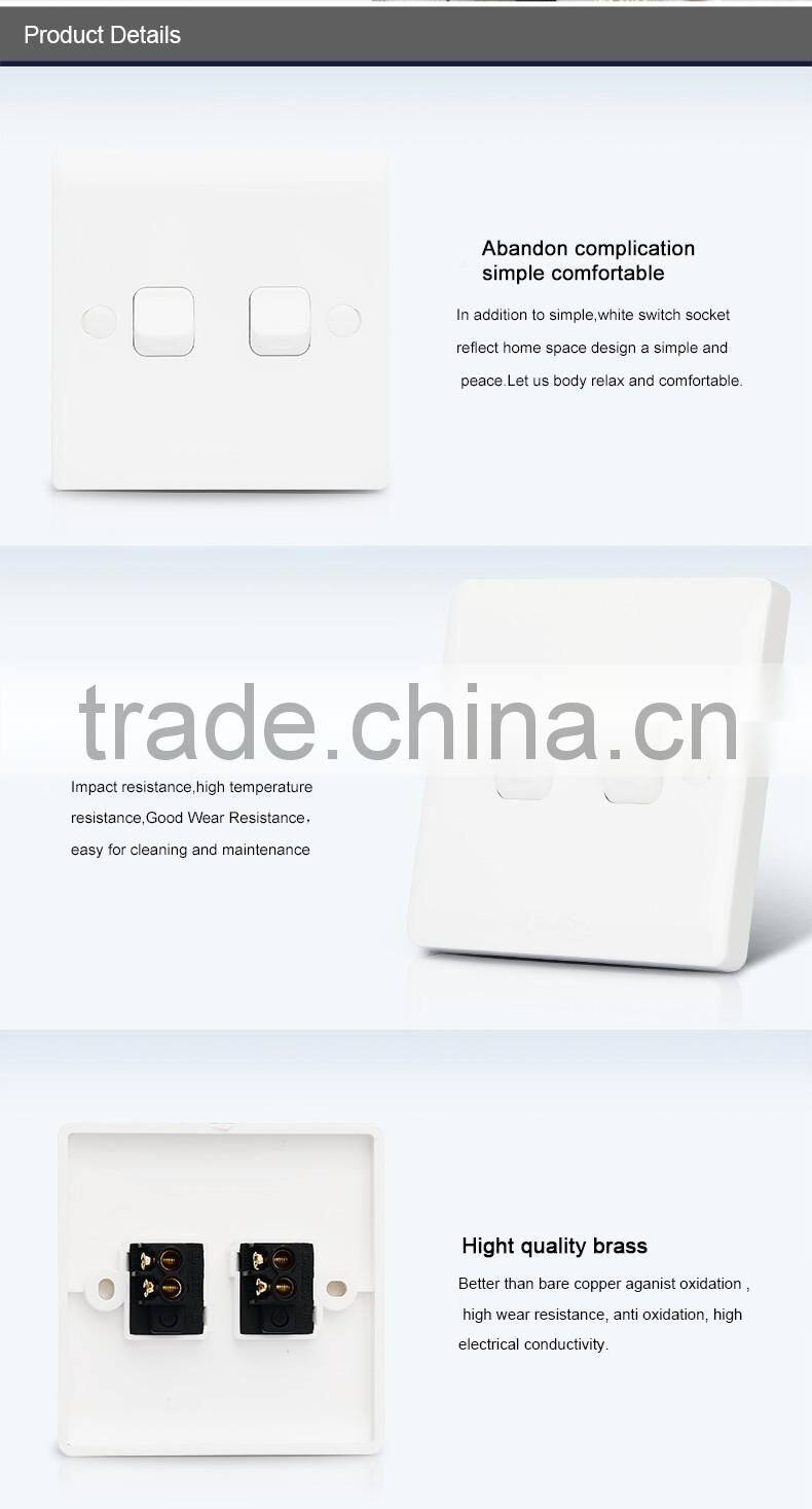 China manufacture PC material 10A 250V electrical 2 gang 2 way light wall switch