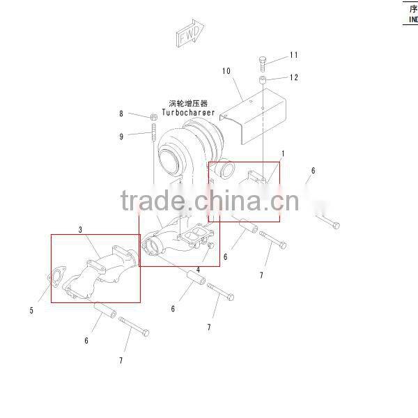 PC400-7 excavator exhaust manifold 6151-11-5110 /6151-11-5120 /6151-11-5130