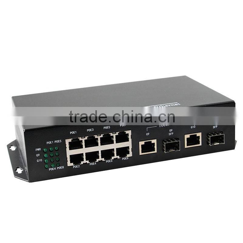 8 port 10 100 1000mbps poe switch with 2 gigabit sfp rj45