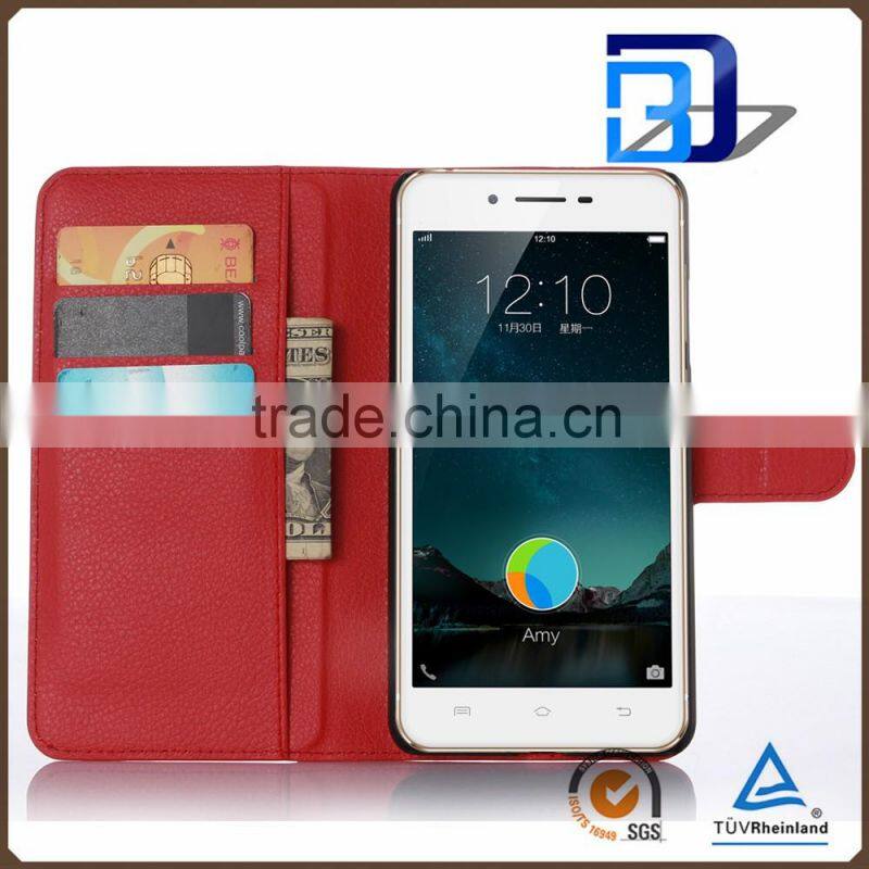 for vivo x6 plus cover case, Litchi Design Credit Card Wallet Stand Flip leather case for Vivo X6 Plus mobile phone cover