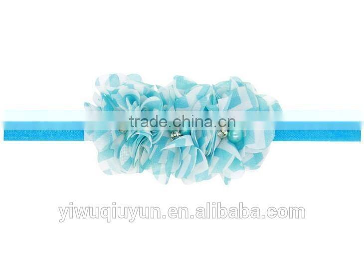 Chevron Shabby Chic flower headband Pear Rhinestone Lace flower hairband Little Girls Hair bands