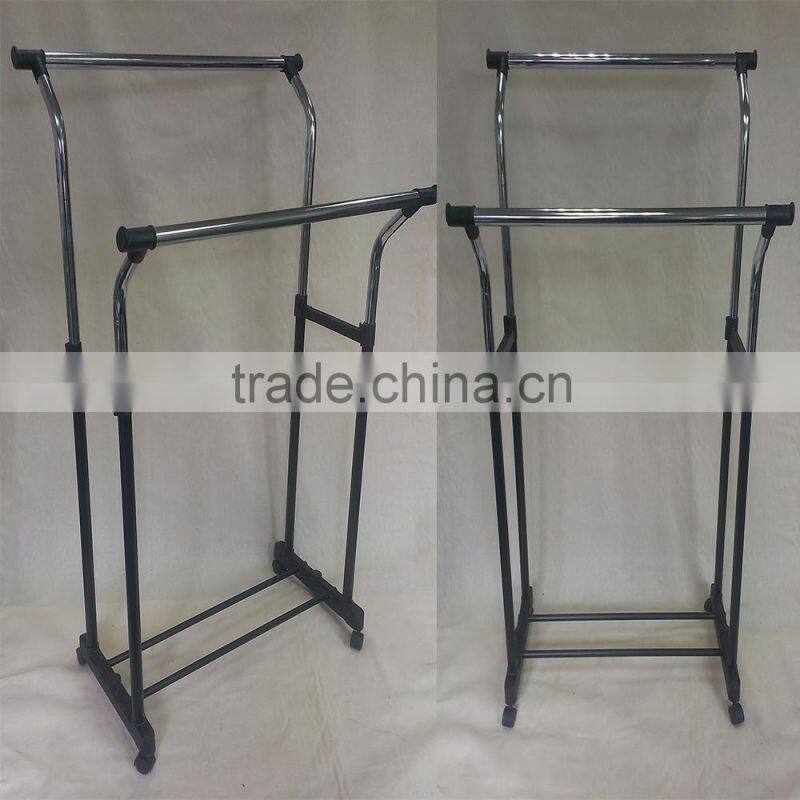 Double pole crook metal material stackable cloth rack
