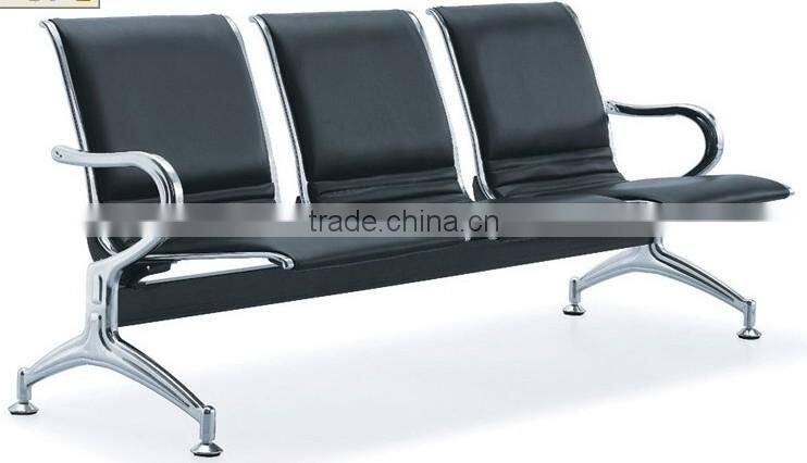Cheap Soft 3-Seater PU Metal Chair waiting chair
