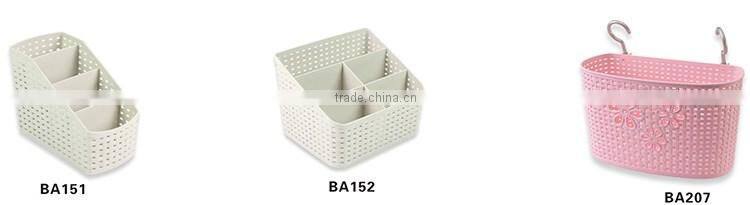 large plastic rattan basket,pp hanging basket with 2 hooks